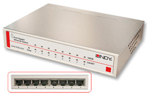 LINDY Network Switch - Gigabit, Desktop, 8 Port, 10/100/1000