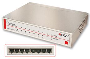 LINDY Network Switch - Gigabit, Desktop, 8 Port, 10/100/1000 - Zilver