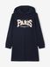 VERTBAUDET Meisjesjurk van sweatstof met capuchon en mooie details marineblauw