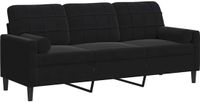 vidaXL Driezitsbank met sierkussens 180 cm fluweel zwart