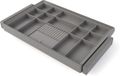 Emuca - Quartz Organizer Lade Kit met Verstelbaar Frame, Soft Close, Volledige Uittrekgidsen, 80 cm Module, Titanium Afwerking