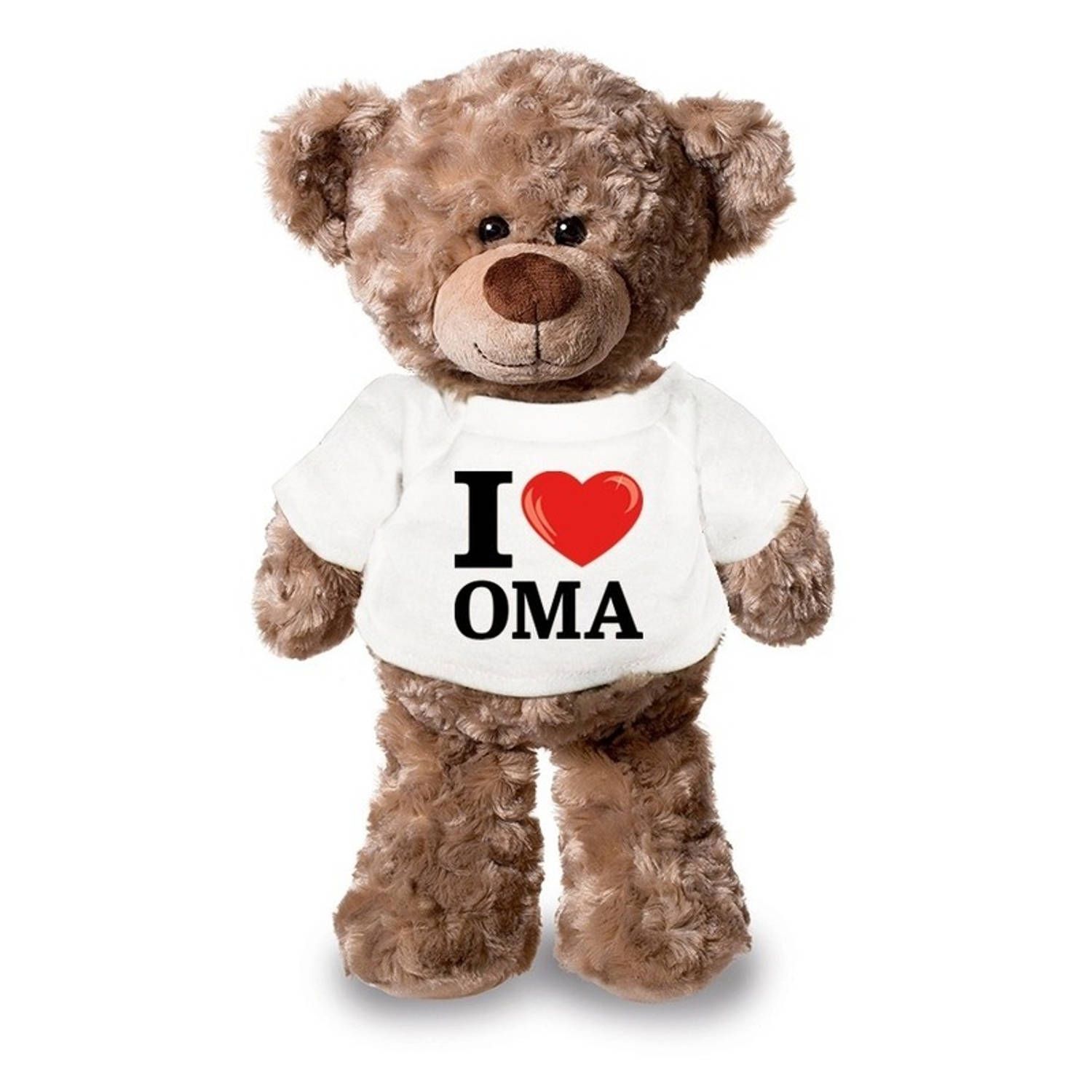 Bellatio Decorations Knuffelbeer I love oma 24 cm - Bruin