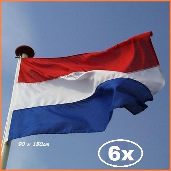 Themaparty 6x Vlag Nederland 90 x 150 cm