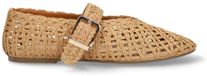 Manfield Dames Beige Raffia Ballerina's Maat 38