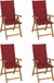 Chaises pliantes en acacia 4 pièces réglables avec coussins