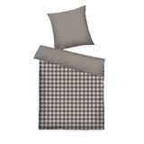 Tom Tailor Flanellen beddengoed, 80 x 80 cm + 135 x 200 cm, 100% katoen/flanel, met omkeerbaar motief en gekleurde merkritssluiting, klassiek geruit grijs, beige