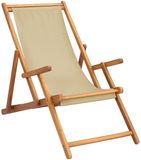 vidaXL Zonstoel Beige Massief Teakhout