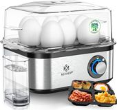 KESSER Eierkoker Elektrisch voor 8 Eieren - 500W RVS met Timer, Maatbeker en Omeletkom - Zwart/Zilver