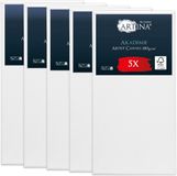 Artina Akademie – Set van 5 Schilderdoeken Canvas 50x100 cm – Spieraam van FSC® Hout – Wit Canvas 100% Katoen – 280 g/m145
