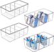 Unyqoos® Boîte de rangement modulaire et empilable pour cuisine et réfrigérateur, transparente – 26×15×8 cm, avec 3 séparateurs amovibles, en polyéthylène sans BPA
