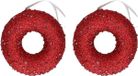 Kerst rode donut met kraaltjes 10 cm - Kerst rode kerstboomhangers