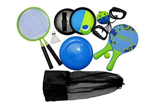 Best Sporting Beach Game Set I 5 verschillende strandspellen, outdoor strandspellen voor volwassenen, strandbalset XXL, 11-delige strandspeelset voor maximaal 10 personen, met mesh-zak