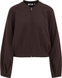 WE Fashion Dames jersey bombervest met structuur en plooidetails