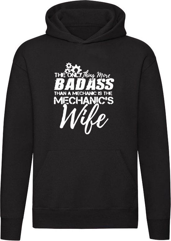 Sol's Badass Mechanic's Wife Hoodie Zwart 4XL Unisex