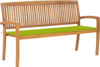 vidaXL Tuinbank stapelbaar met kussen 159 cm massief teakhout