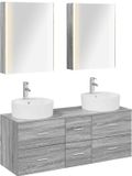 vidaXL Badkamermeubel Set 5 stuks Grijs Sonoma Bewerkt hout en glas