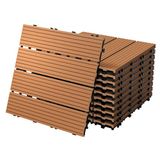 ECD Germany WPC Terrastegels 30x30 cm, set van 33 stuks voor 3 m², lichtbruin met houtlook, balkonvloerbedekking met afwatering en kliksysteem