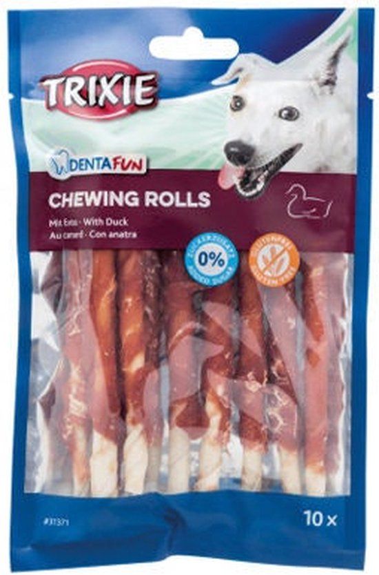 Trixie Denta Fun Duck Chewing Rolls - 12 cm - 3 x 10 stuks/80 g