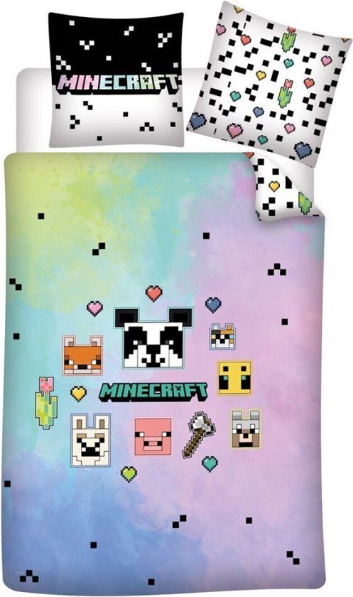 Minecraft Dekbedovertrek Animals - Eenpersoons 140x200cm - Polyester