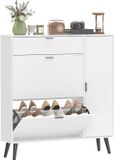 Homcom Schoenenkast met Kleppen - Spaanplaat, MDF - 99,4L x 23,8B x 106,6H cm - Wit
