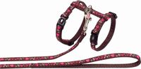 Nobby Tuig met lijn ribbon love hartjes print zwart en roze 1 x 30-35 + 120 cm