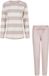 By Louise Dames Lounge Pyjama Set Lang Sweatstof Roze/Wit Gestreept - Maat S