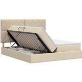 Vidaxl Lit De Rangement Avec Tête De Lit Crème 200 X 200 Cm Tissu
