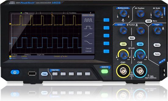 PeakTech 1403 - oscilloscoop - 2 kanaal - 500 MS/s - 50 MHz