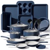 Set de cuisine antiadhésive 20 pièces, aluminium, bleu