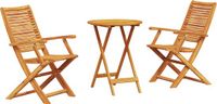 vidaXL Opvouwbare Bistroset 3-delig Bruin Massief Acacia Hout