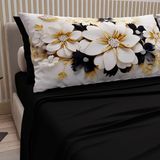 PETTI Artigiani Italiani - Katoenen beddengoed met kussenslopen in digitale print, laken voor Frans bed, beddengoedset voor Frans bed, bloemen-keramisch zwart, 100% Made in Italy