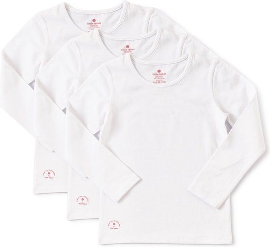 Little Label T-shirt Lange Mouwen Meisjes 98/104 - 3-pack - Wit