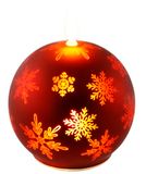 Led-kogelkaars van glas met sneeuwvlokkenmotief en timer, 10 cm