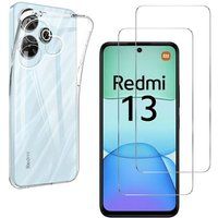 Phonillico® Case for Xiaomi Redmi 13 and 2 Tempered Glass Screen Protector