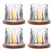 Draaibare ouderwetse glazen beker, 275 ml kristallen whiskyglas set van 4, houten onderzetter, verdikking, gebruikt als rumglas, cocktailbeker, koffiekop, melkbeker om te ontspannen en stress te