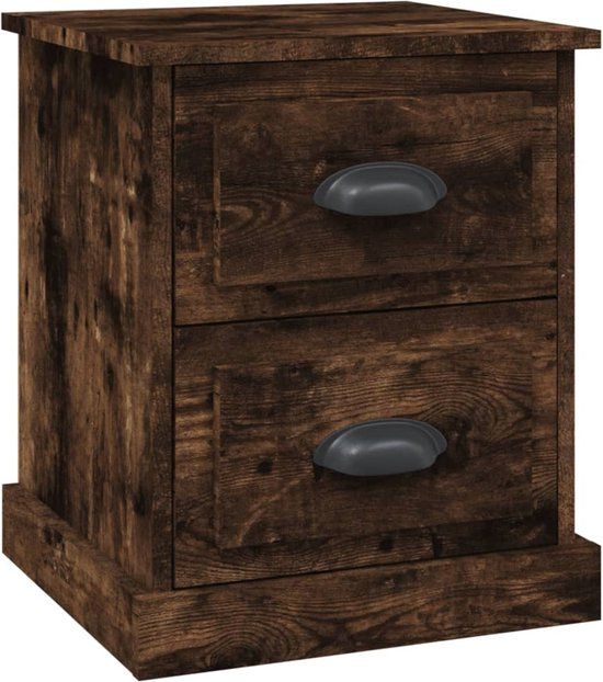 vidaXL Nachtkastje 39x39x47,5 cm bewerkt hout gerookt eiken