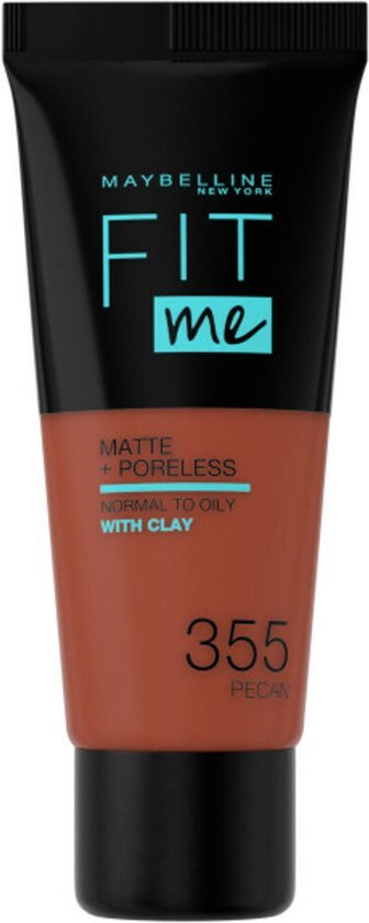 Maybelline Fit Me Matte + Poreless Foundation - 355 Pecan - Medium Dekkende Foundation met Matte Finish voor de Normale tot Vette Huid - 30 ml