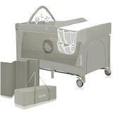 Lionelo Flower Campingbedje - 2in1 - Meegroeibed - Co-sleeper - LockGuard - draagtas - Reisbedje/Box - Praktische Zij-Ingang met Ritssluiting - Hoogwaardige Schuimmatras - Snel Opvouwsysteem - Multifunctionele Box en Reiswieg
