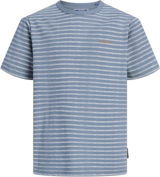 JACK&JONES Jongens T-shirt JJDEVIN DAYTONA STRIPED TEE SS CN JNR - Blauw - Maat 152