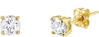 Lucardi Dames oorbellen met zirkonia 3mm - Oorbellen - Cadeau - 14 Karaat Goud - Geelgoud