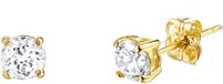 Lucardi Dames oorbellen met zirkonia 3mm - Oorbellen - Cadeau - 14 Karaat Goud - Geelgoud