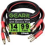 GEARit Luidsprekerkabel van 2 x 2,5 mm² met banaanstekkers, 3 meter, 2 stuks, OFC-luidsprekerdraad, 14 AWG bananendraad voor hifi, bi-draad, bi-versterker en surround-geluid, vergulde punten, zwart