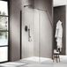 Fortifura Galeria Inloopdouche - 140x200cm - afgeronde glaswand - links - ribbel glas - wandarm - mat zwart
