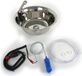 Évier en acier inoxydable pour camping, lavabo, modèle encastré + évacuation de 32 cm, rond + accessoires
