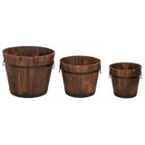 vidaXL Set de jardinières seau en bois 3 pièces bois d'épicéa massif