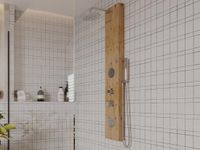 Vente-unique Douchekolom met massagestralen SOLAL in bamboe - 20 x 140 cm
