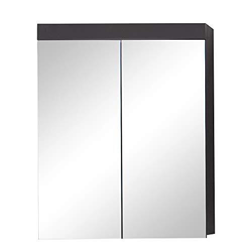 trendteam smart living Badkamerspiegelkast spiegel Amanda, 60 x 77 x 17 cm in grijs/Front Agave grijs hoogglans zonder verlichting