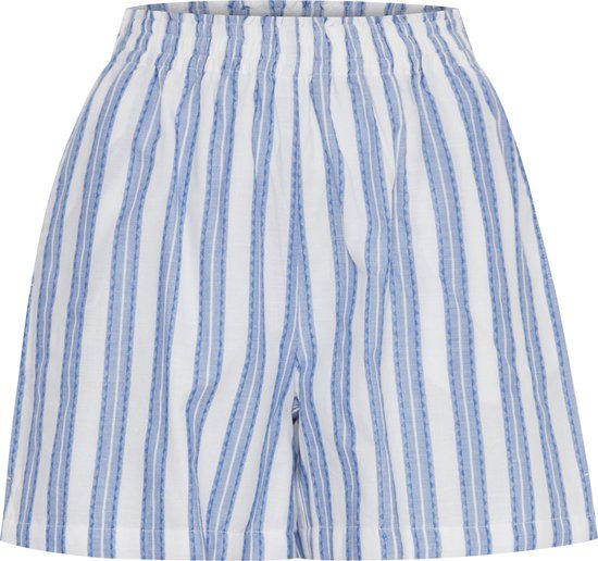 ICHI IHEZOMO SHO Dames Top - Maat 44 - Palace Blue Stripe - Korte Mouw - Katoen - Lente/Zomer 2024