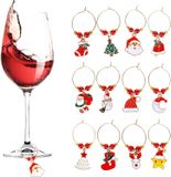 oCreon Kerst wijnglas bedels Kerstmis wijnglas ringen hanger legering Kerstmis wijnglas marker wijnglas charme marker labels voor cocktails champagne