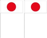 Drapeaux de supporters Japon - 50x - 12 x 24 cm - papier - décoration de pays - supporters - bâton 40 cm